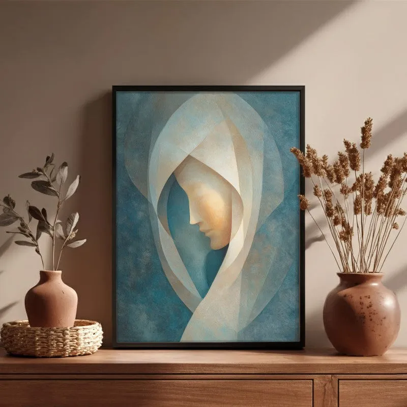 Holy Mary Abstract Archival Paper Wall Painting With Black Frame media 4