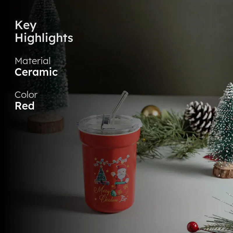 Jingle Juice Christmas Travel Mug With Straw - Red media 2