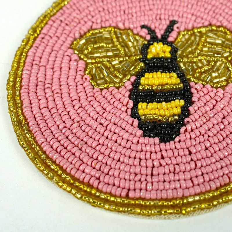 Bee Beaded Coaster (Pink) - Set Of Four media 3