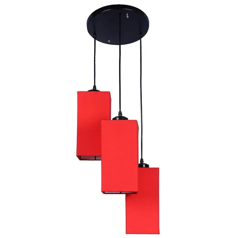 Warm Ivory Triple Metal Ceiling Lamp - Red media 5
