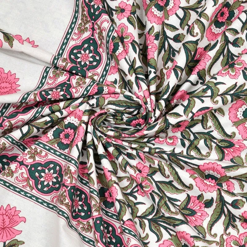 Gardenel Cotton Bedsheet (Pink,Green) - 240 TC media 5