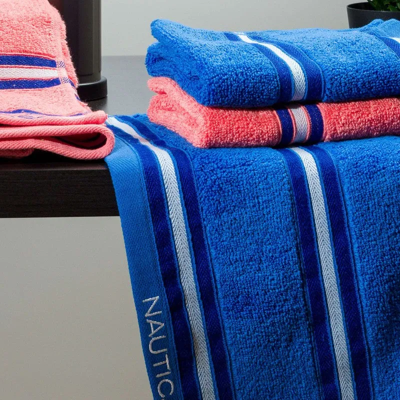 Nautica Dove Dual Down Cotton Hand Towel (Blue & Coral) - Set Of Four media 4