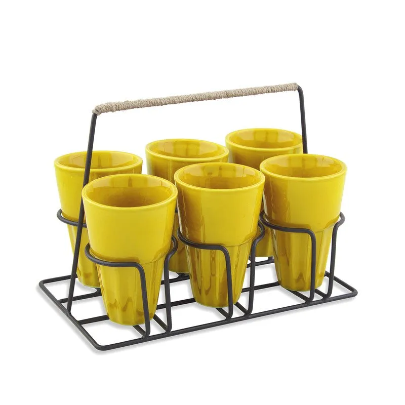 Terra Vibe Kulhad (120 mL,Yellow) - Seven Piece Set media 3