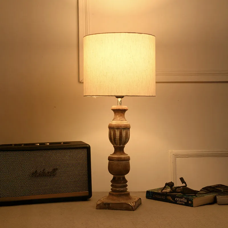 Candela Carve Fabric Table Lamp - Ivory media 1