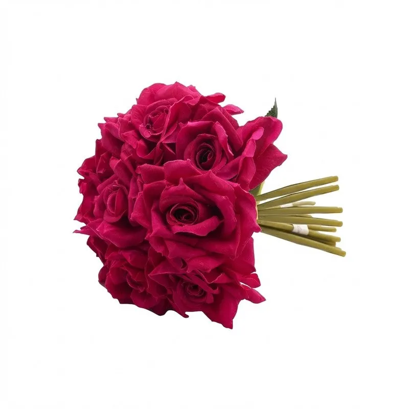 Aurielle Rose Fabric Artificial Flower - Dark Pink media 5