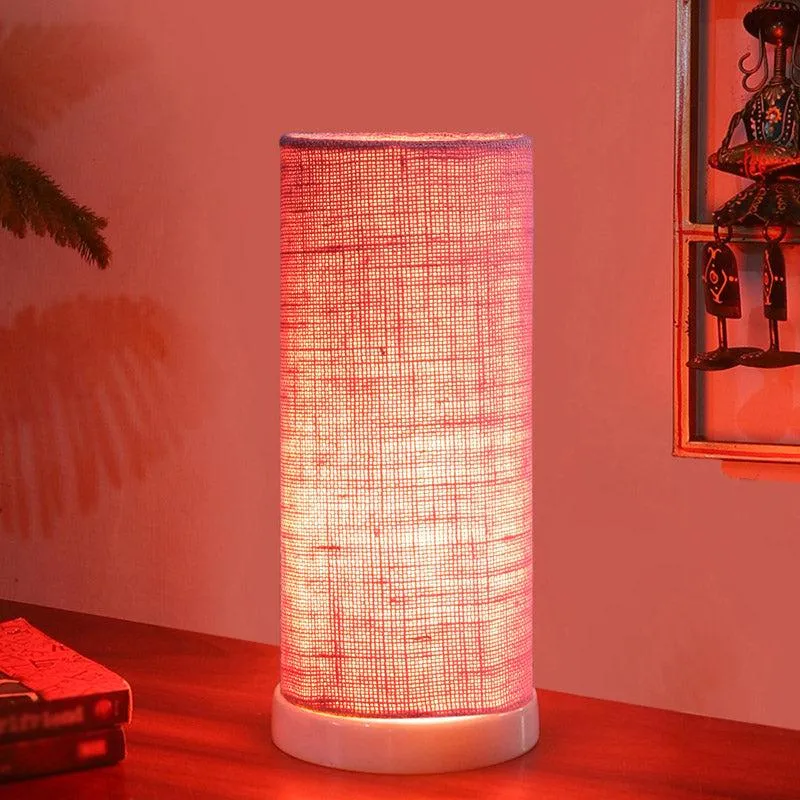 Esto Tower Wooden Table Lamp With Jute Shade - Pink,White media 2