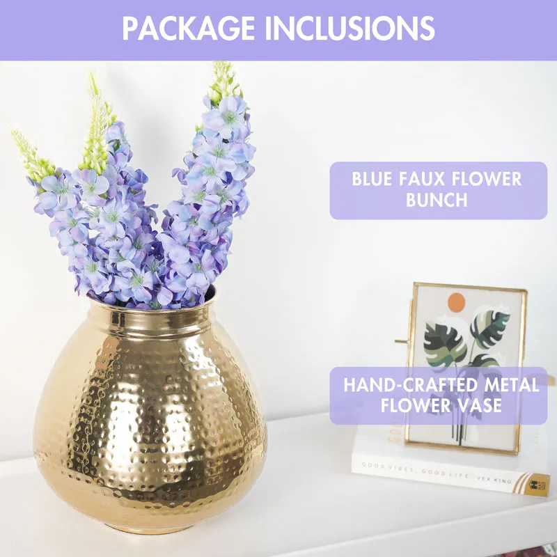 Florion Hammered Vase With Lupine Flowers media 3