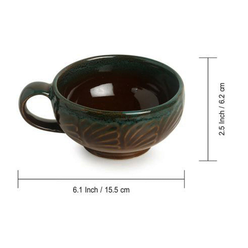 Kalika Handglazed Ceramic Soup Bowl With Spoon (300 ML) - Eight Piece Set media 7