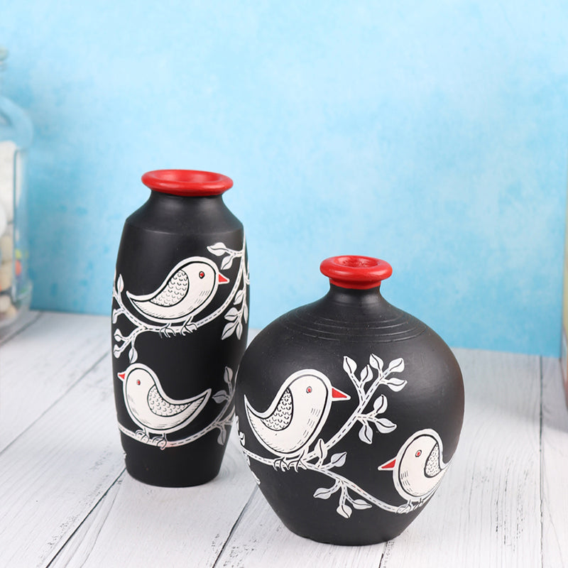 Neel Pakhi Handpainted Terracotta Vase - Set Of Two media 7