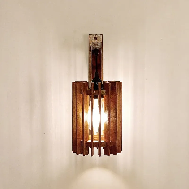 StripeCore Wooden Wall Lamp - Brown media 6