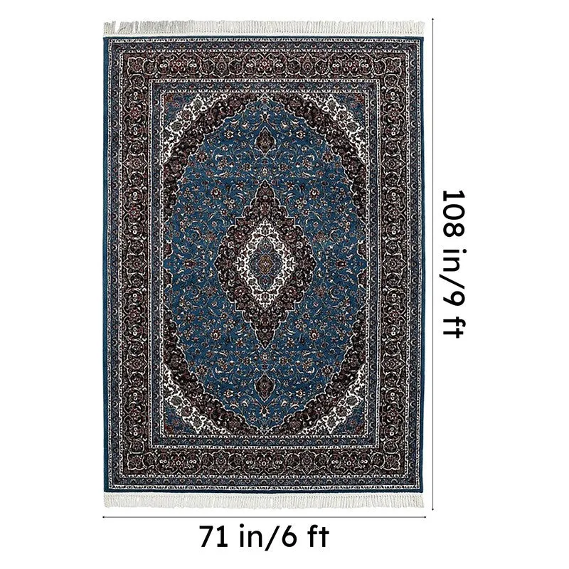 Riti Rang Artificial Silk Carpet - Blue media 8