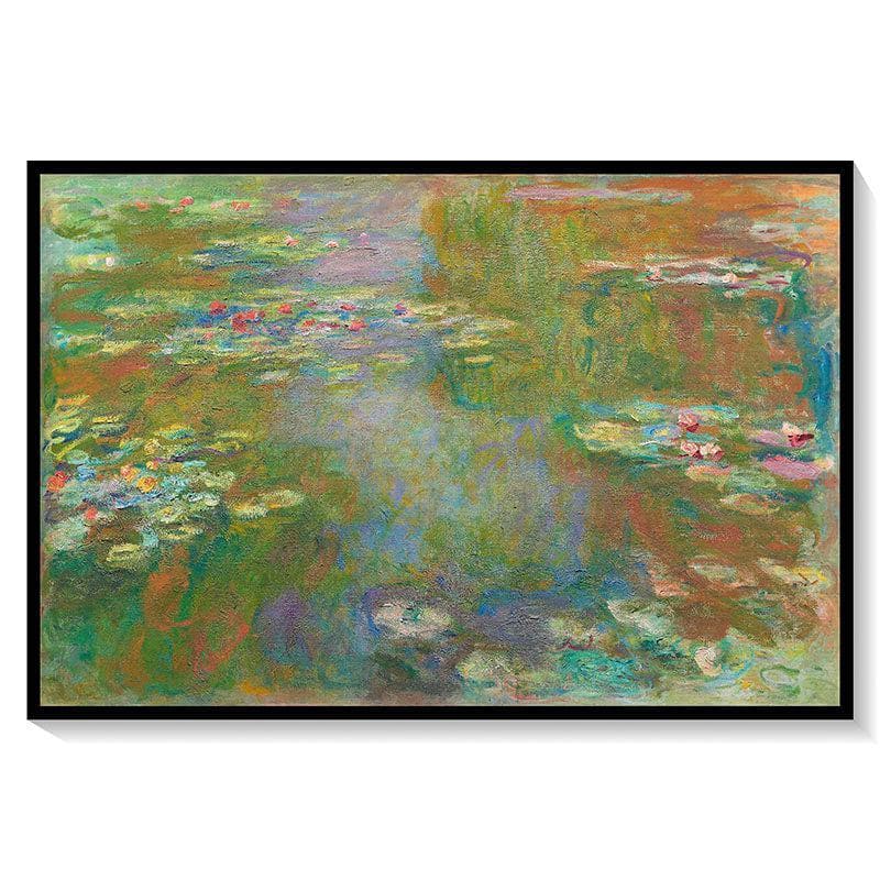 Water Lily & Pond Canvas Painting - Black Frame media 5