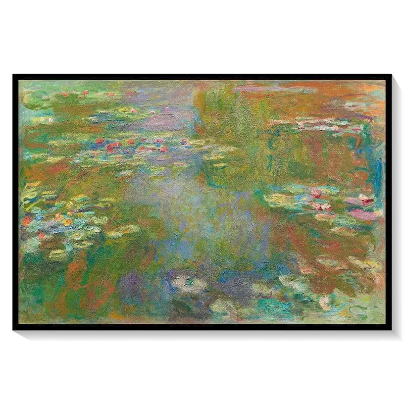 Water Lily & Pond Canvas Painting - Black Frame media 5