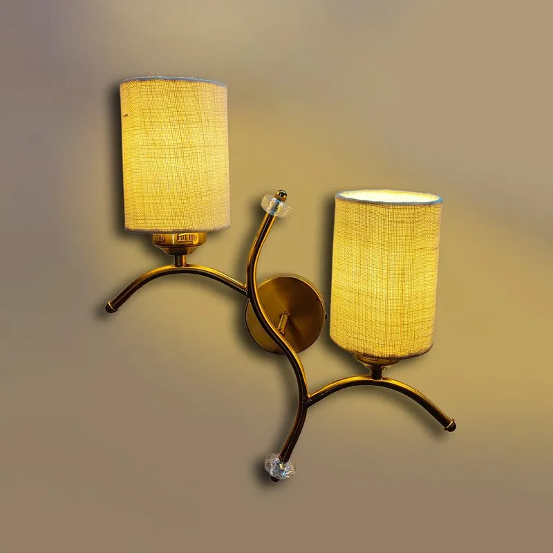 LumiBranch Dual Jute Wall Lamp - Beige & Gold media 5