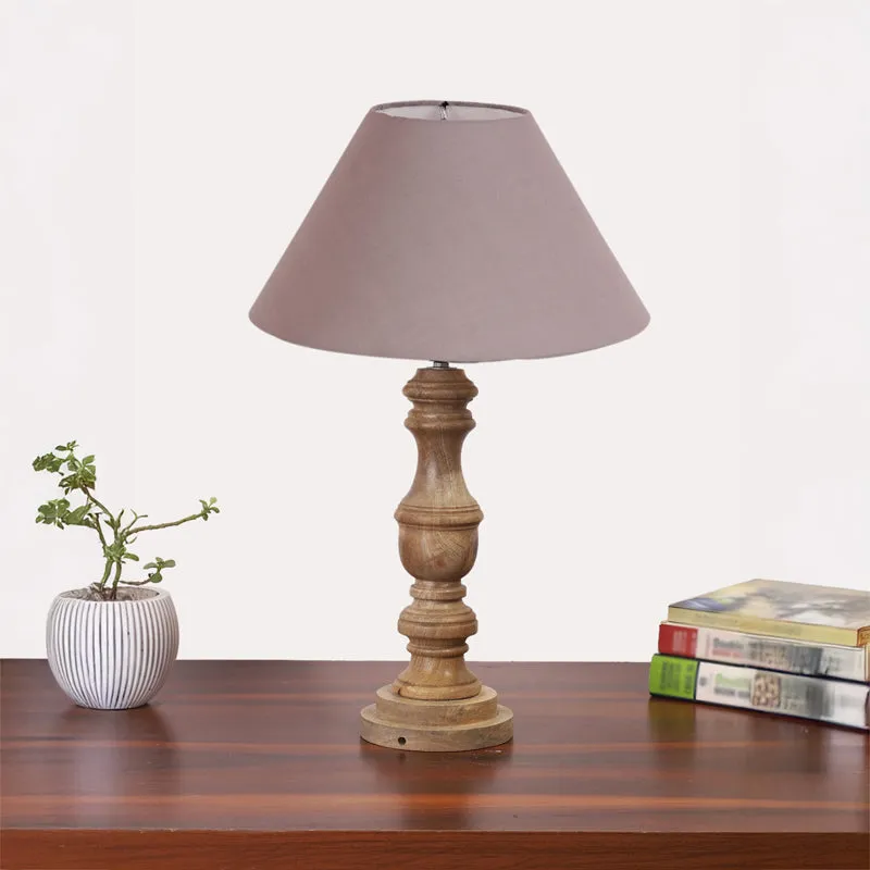 Cotin II Carve Wooden Table Lamp - Grey,Brown media 3