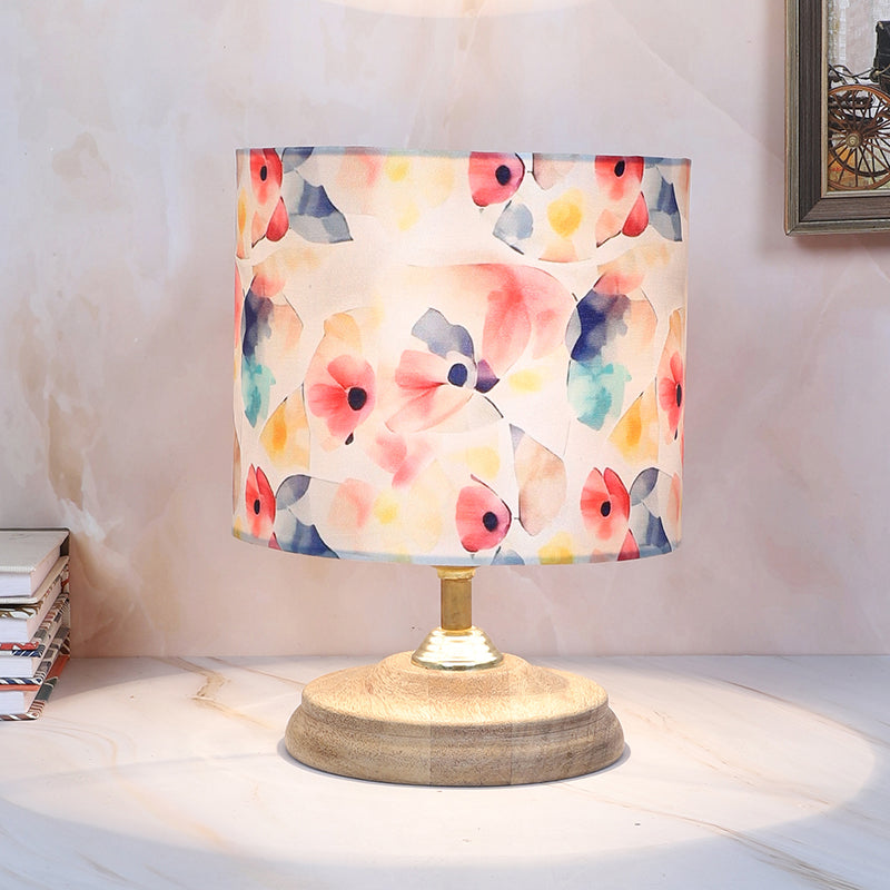 Luna Borealis Pebble Printed Mango Wood Table Lamp - Multicolor
