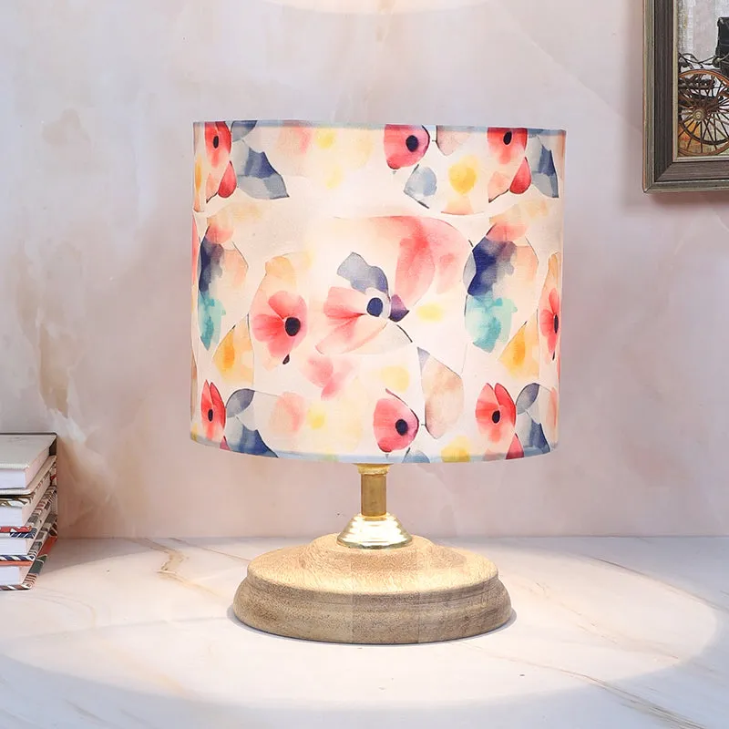Luna Borealis Pebble Printed Mango Wood Table Lamp - Multicolor media 1