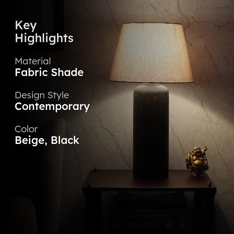 Mishuna Boon Fabric Table Lamp - Beige,Black media 2