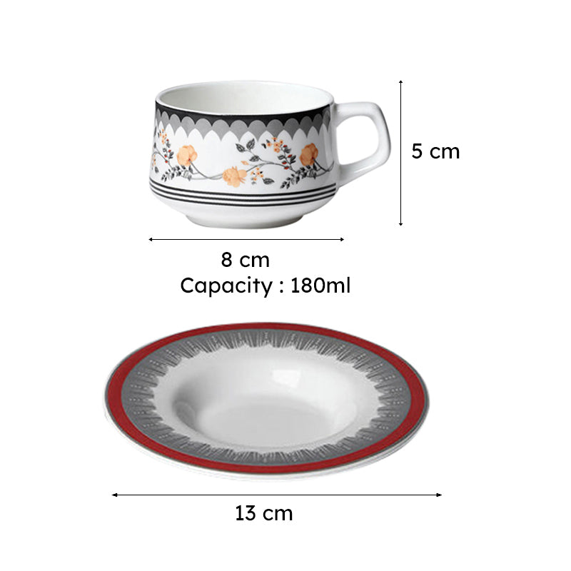 India Circus Belle Nova Bone Chine Cup And Saucer Set (180 mL) - Twelve Piece Set media 7