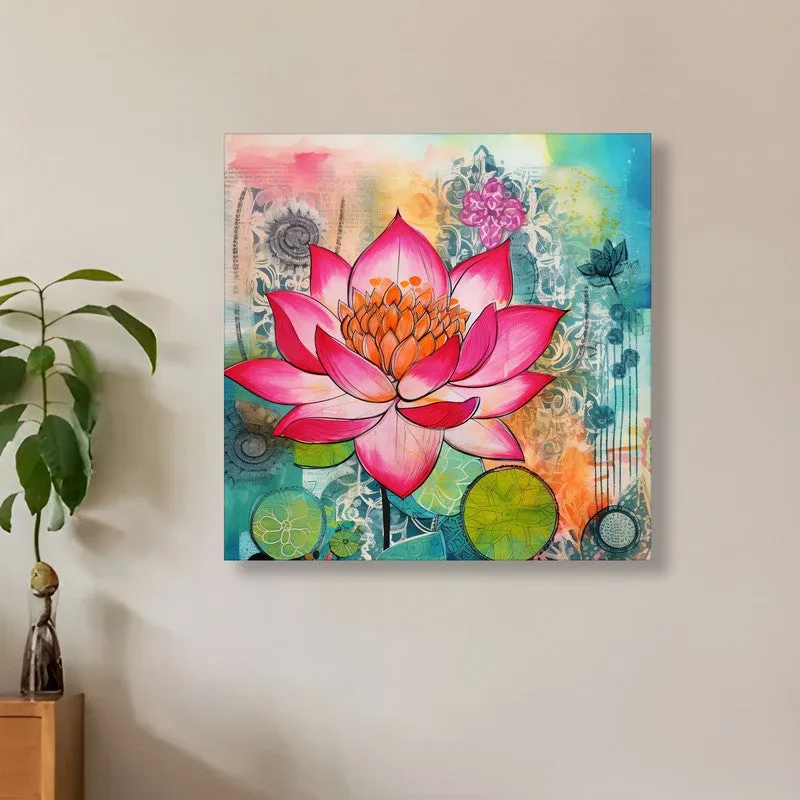 Fuchsia Lotus Wall Art Without Frame media 2