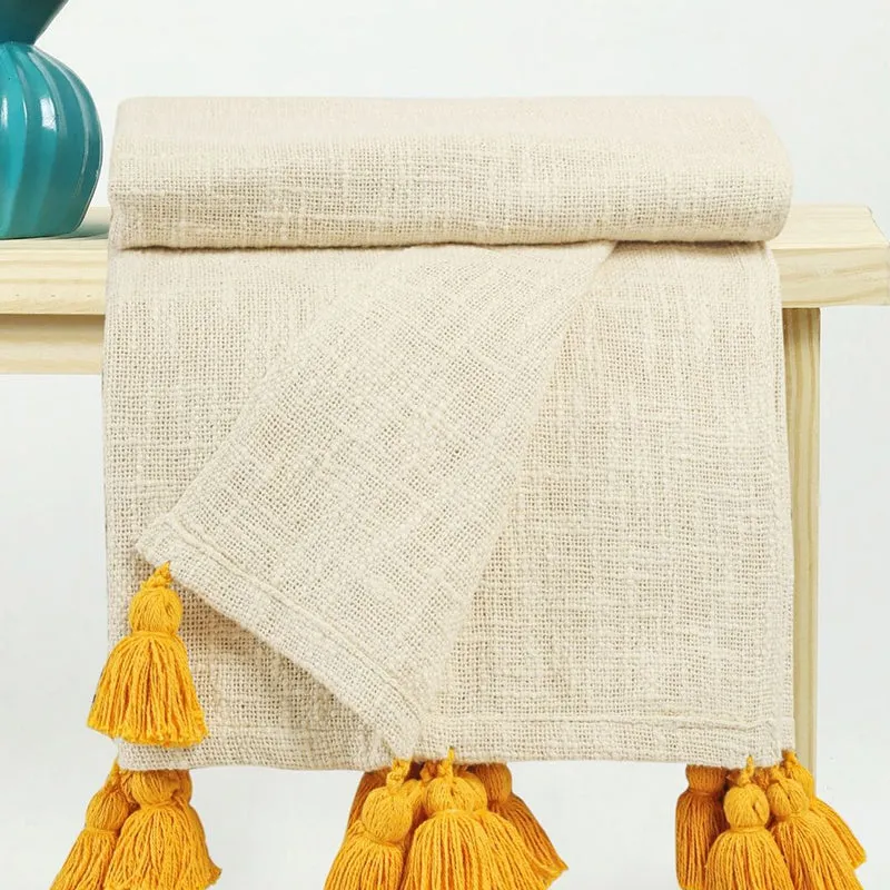 Tassura Tasselled Cotton Throw - Yellow media 6