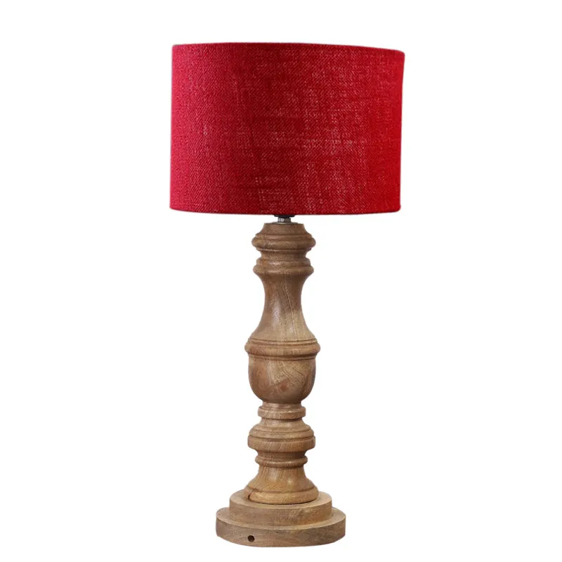 Sienna I Carve Wooden Table Lamp - Red,Brown media 6