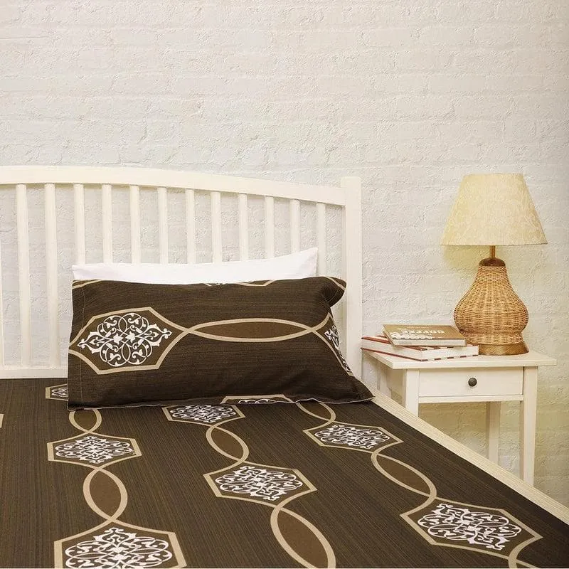 Swayam Brown Indo-European Printed Cotton Bedsheet  - 210 TC media 4