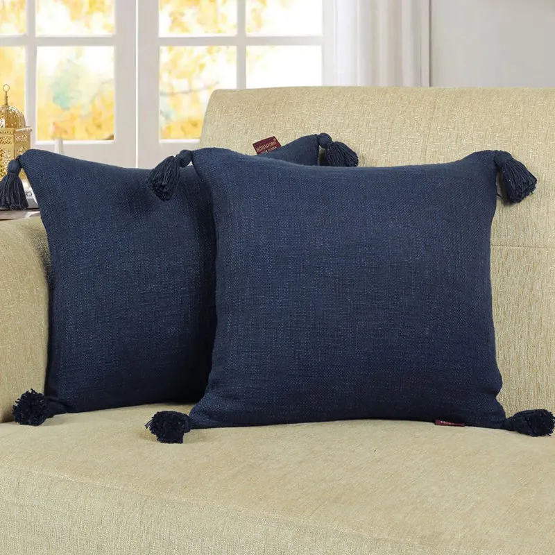 Claira Solid Cushion Cover (Dark Blue) - Set Of Two media 2