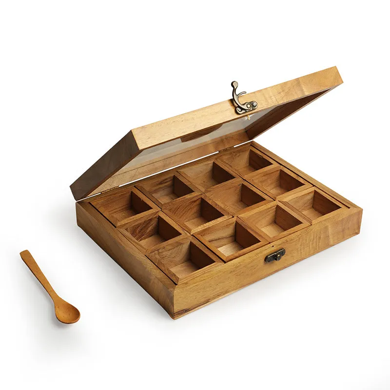 Pakshala Teak Wood Masala Box - Fourteen Piece Set media 5