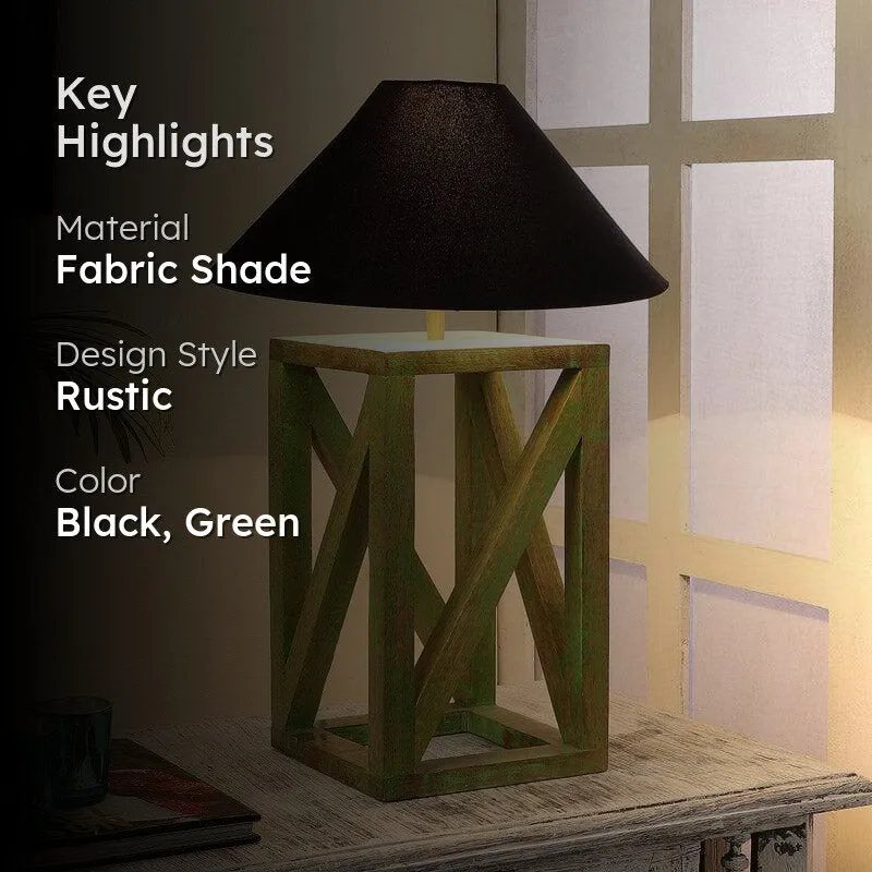 Iris Criss Cross Fabric Table Lamp - Black,Green media 2