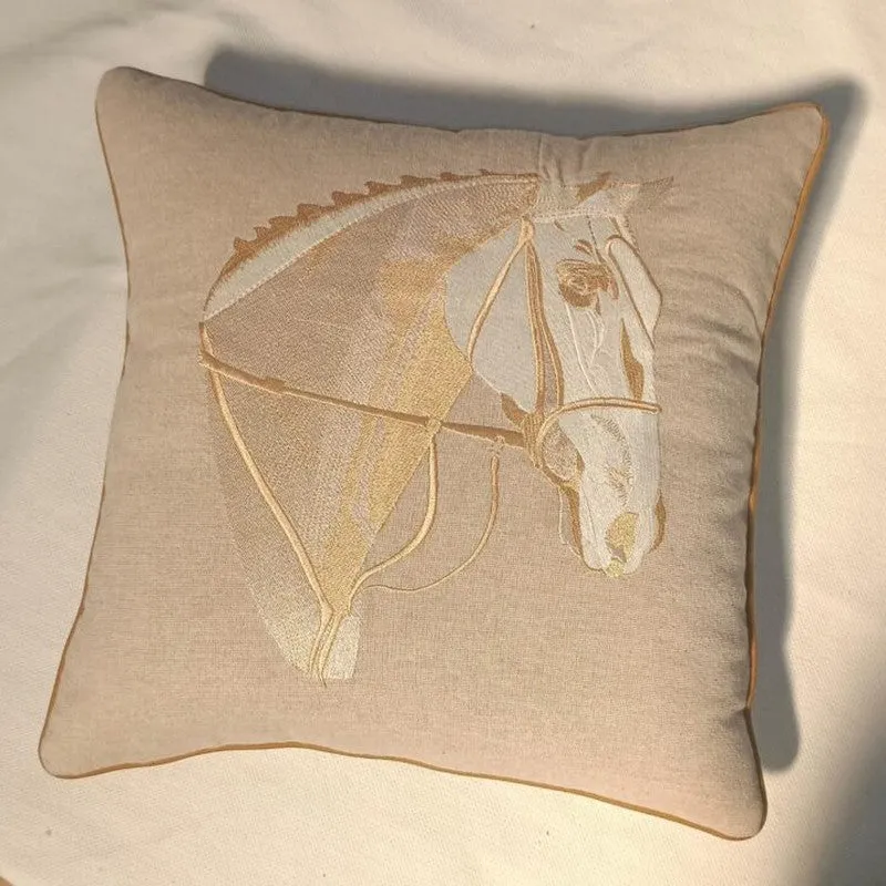 Equine Embroidered Cushion Cover media 5