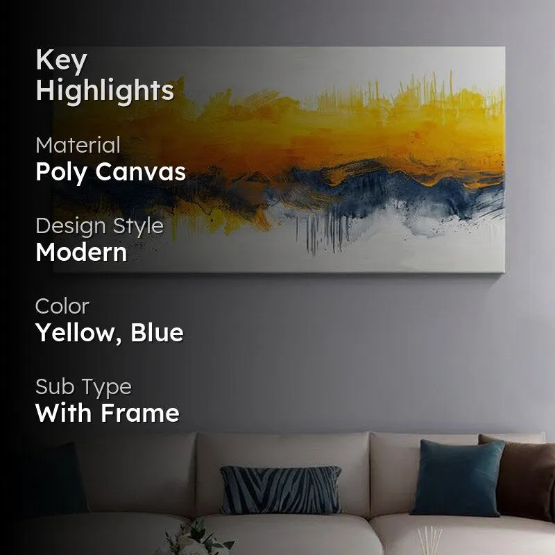 Yellow and Blue Abstract Landscape Wall Painting media 2