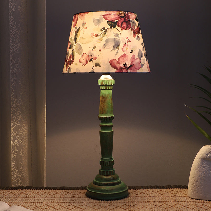 Lumikko Twist Printed Mango Wood Table Lamp - Multicolor