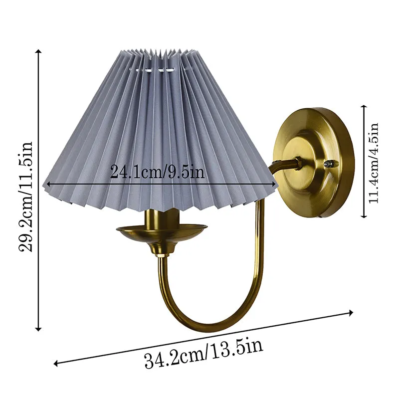 French Pleat Fabric & Metal Wall Lamp - Gold & Grey media 6