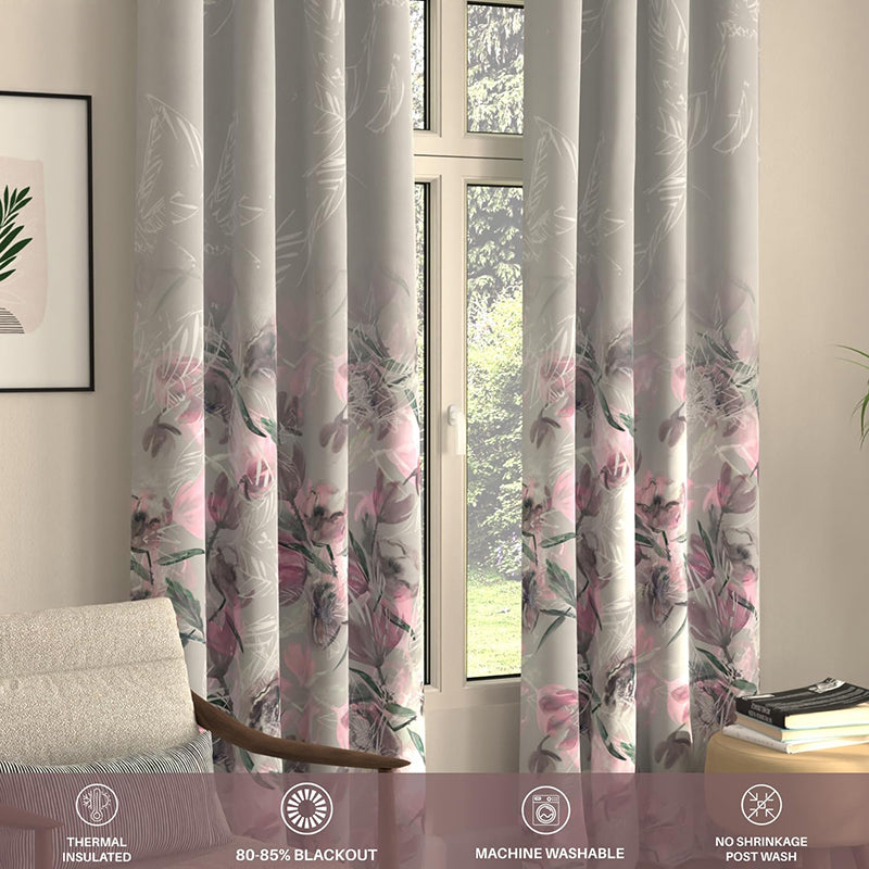Urban Space Winter Crocus Curtain(Pink) - Set Of Two media 4