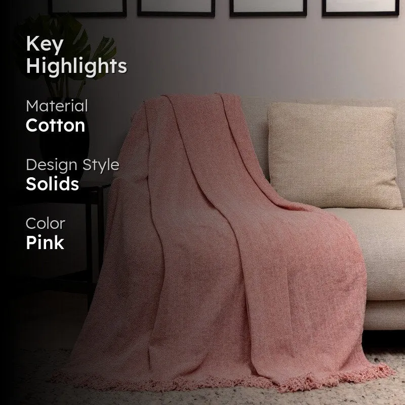 Urban Space Heather Solid Cotton Throw - Pink media 2