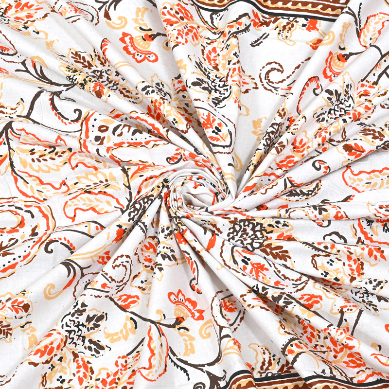 Floral Flush Cotton Bedsheet (Brown) - 200 TC media 6