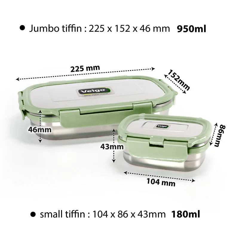 Delico Pack Green Lunch Box With Insulated Pouch (775 /150 mL) - Three Piece Set media 10
