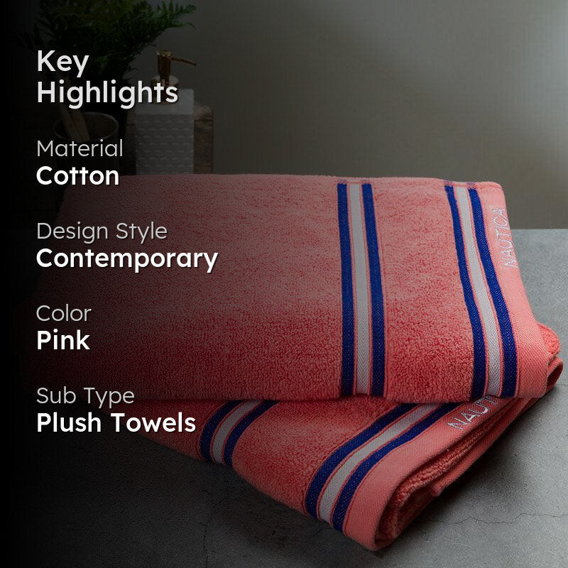 Nautica Dove Down Cotton Towel Set (Coral) - Set Of Two media 2