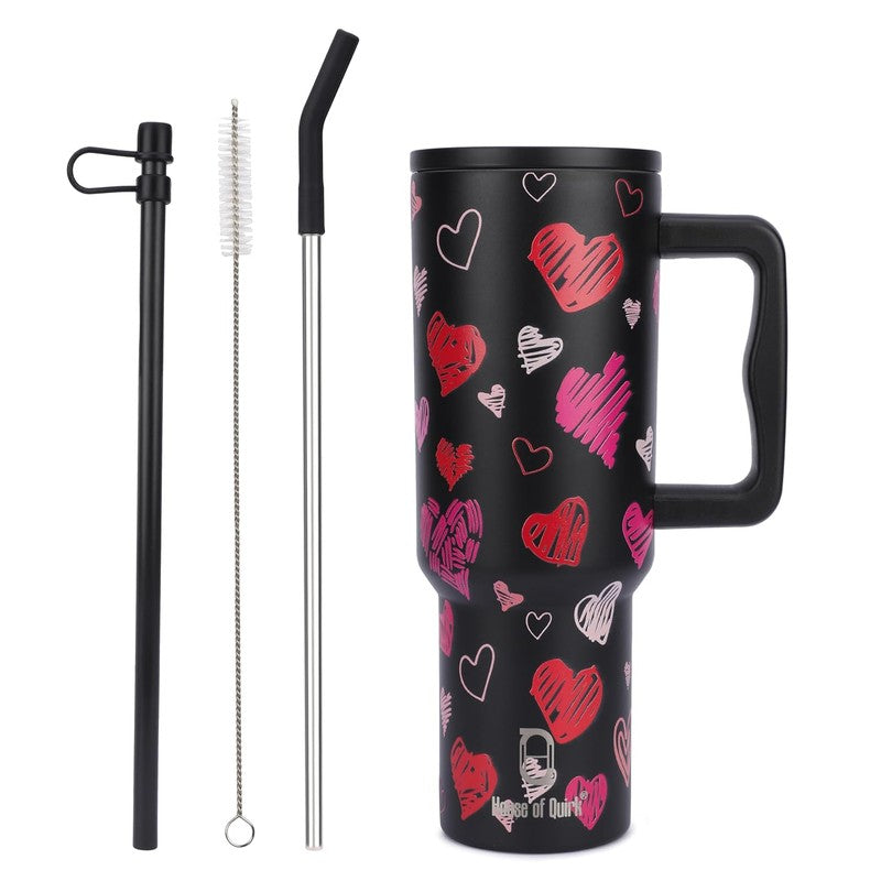 Heart Shale Stainless Steel Tumbler (1200 ML) - Black media 6