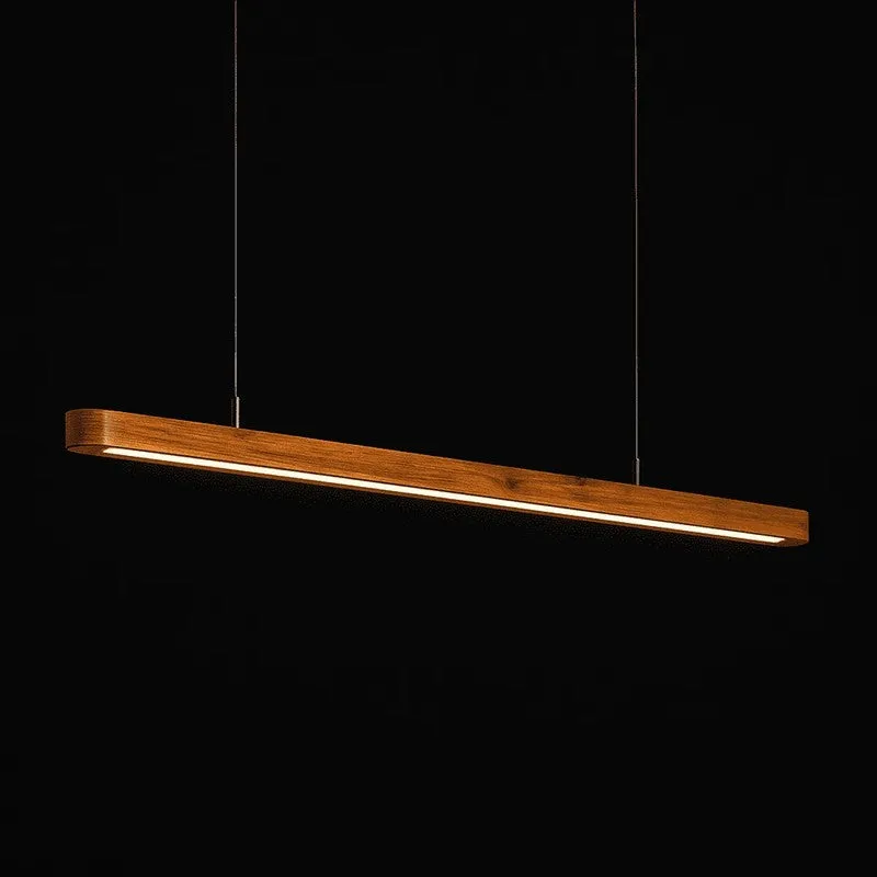 Slim LED Teak Wood Ceiling Lamp media 4