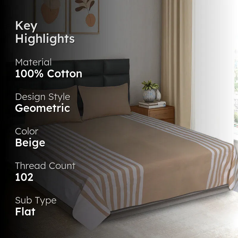 Saral Home Balance Cotton Bedsheet (Beige) - 102 TC media 2