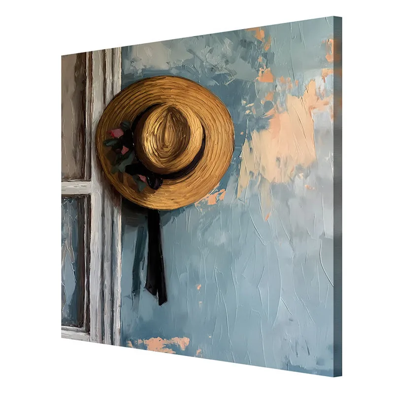 Straw Hat On Wall Painting media 6