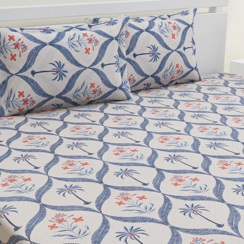 Suite Dreams Cotton Bedsheet (Blue) - 144 TC media 3