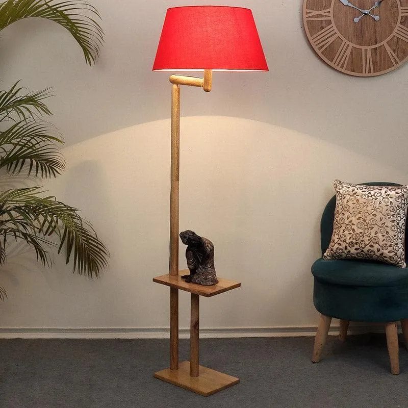 Eartha Enya Floor Lamp With Shelf - Maroon media 1