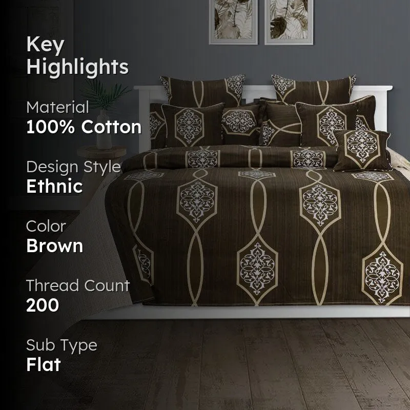 Swayam Jhankar Jill Cotton Bedsheet (Brown) - 200 TC media 2