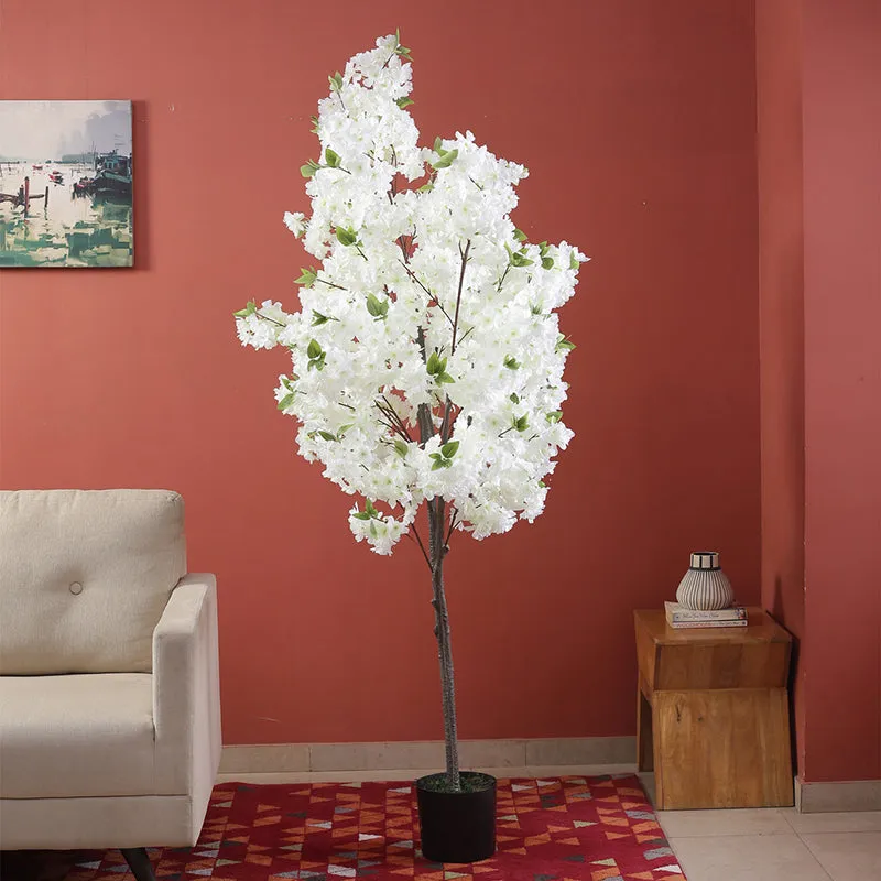 Faux Cotton Plant With Black Plastic Pot - 5.25 ft media 3