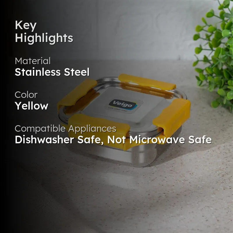 Hotserve Stainless Steel Lunch Box (Yellow) - 400 mL media 2