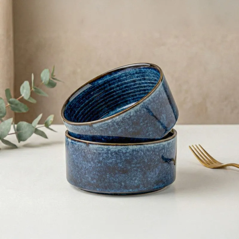 Whimsi Ceramic Soup Bowls (280 mL,Dark Blue) - Set Of Two media 1
