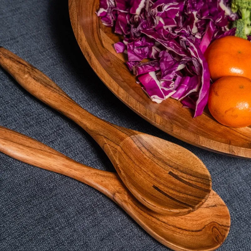 Verdant Shallow Wood Salad Bowl with Serving Spoons (1500 mL) - Three Piece Set media 9